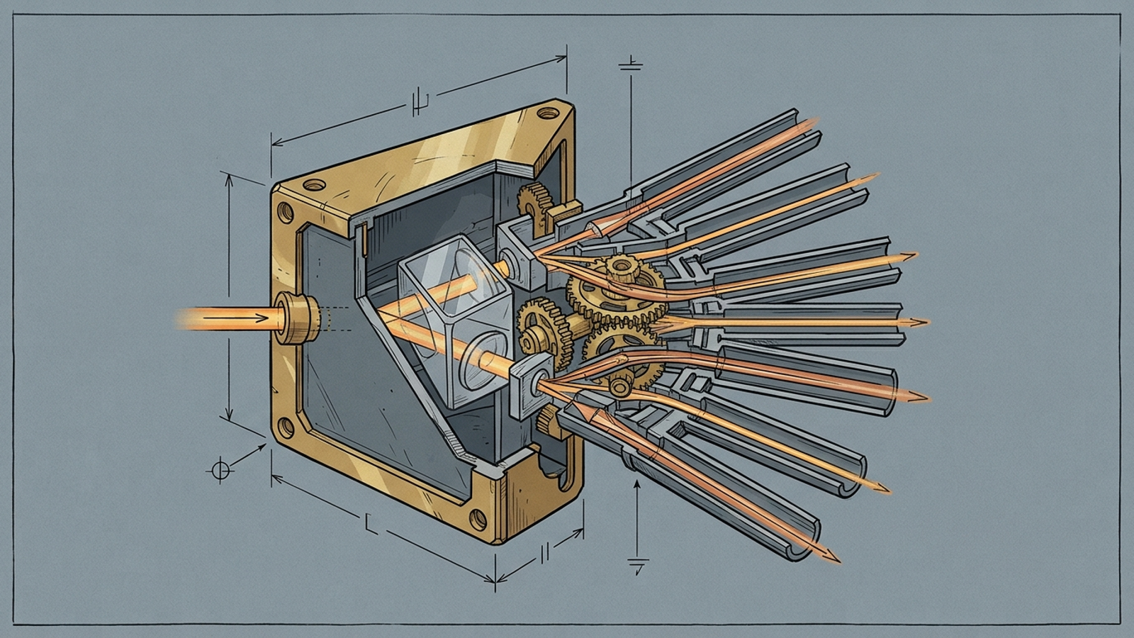 One search query fans out into several narrower source-retrieval paths.